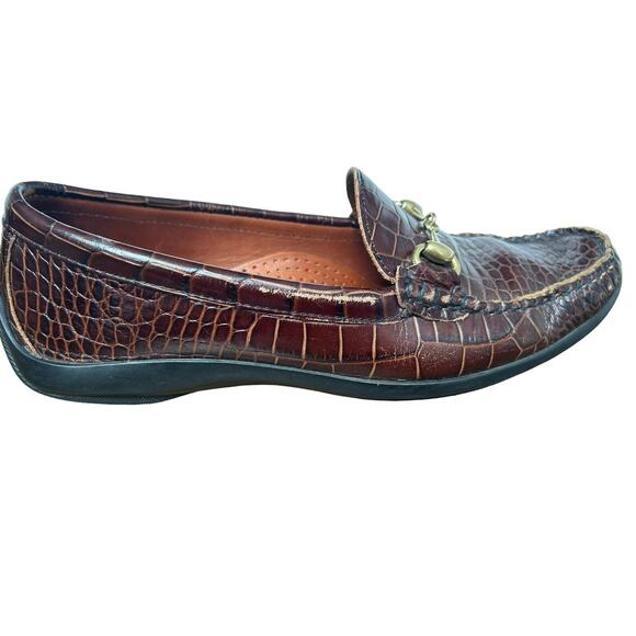 ALLEN EDMONDS Size 7.5D Grand Cayman Brown Croc Horse‎ Bit Loafers Shoes main image 9